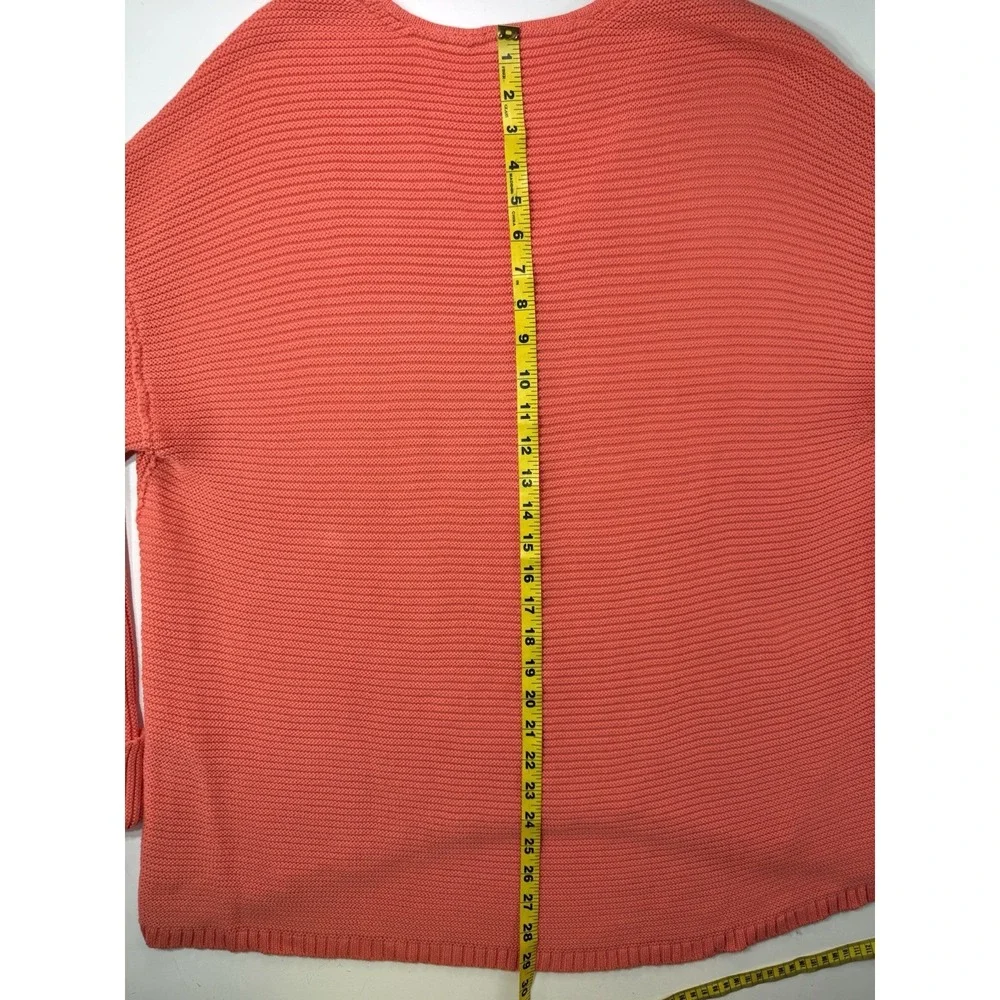 Free People La Brea Size Large‎ Oversized Pullover V-Neck Sweater Coral Orange - Picture 6 of 11